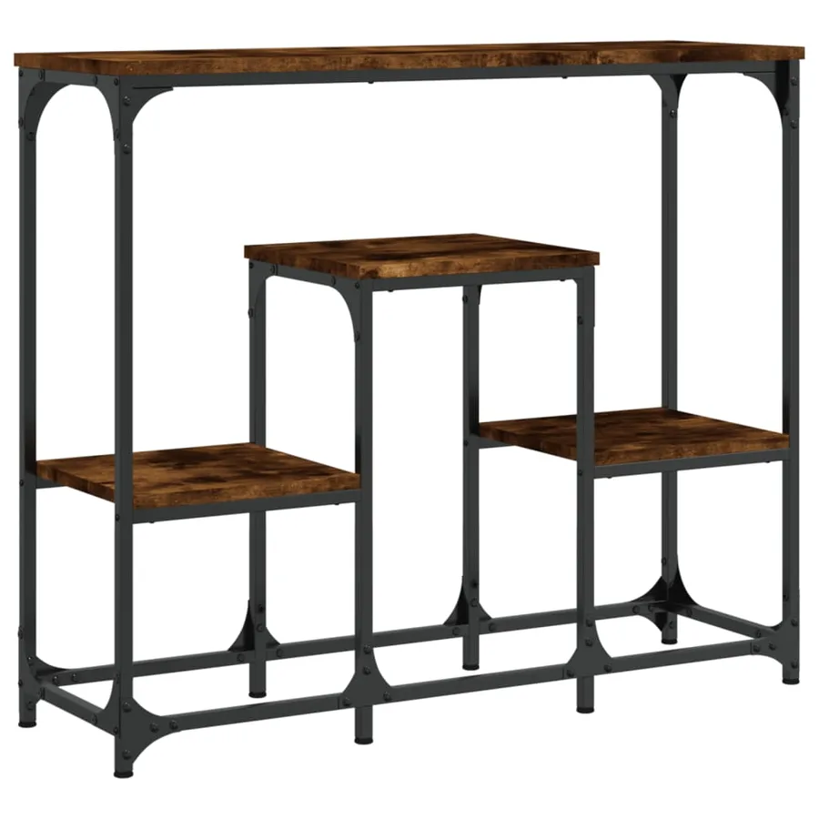 Table console chêne fumé 89,5x28x76 cm bois d'ingénierie - 6