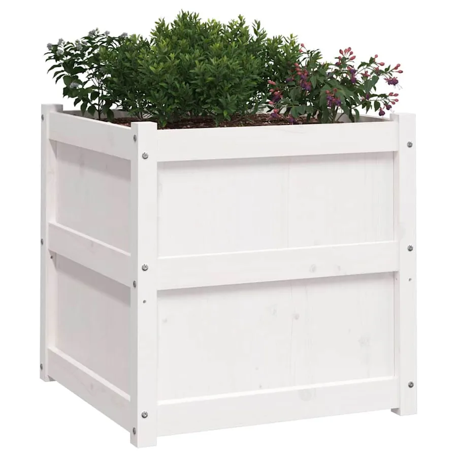 Jardinières 2 pcs blanc bois de pin massif - 4