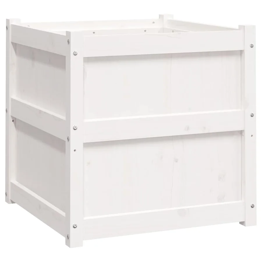 Jardinières 2 pcs blanc bois de pin massif - 8