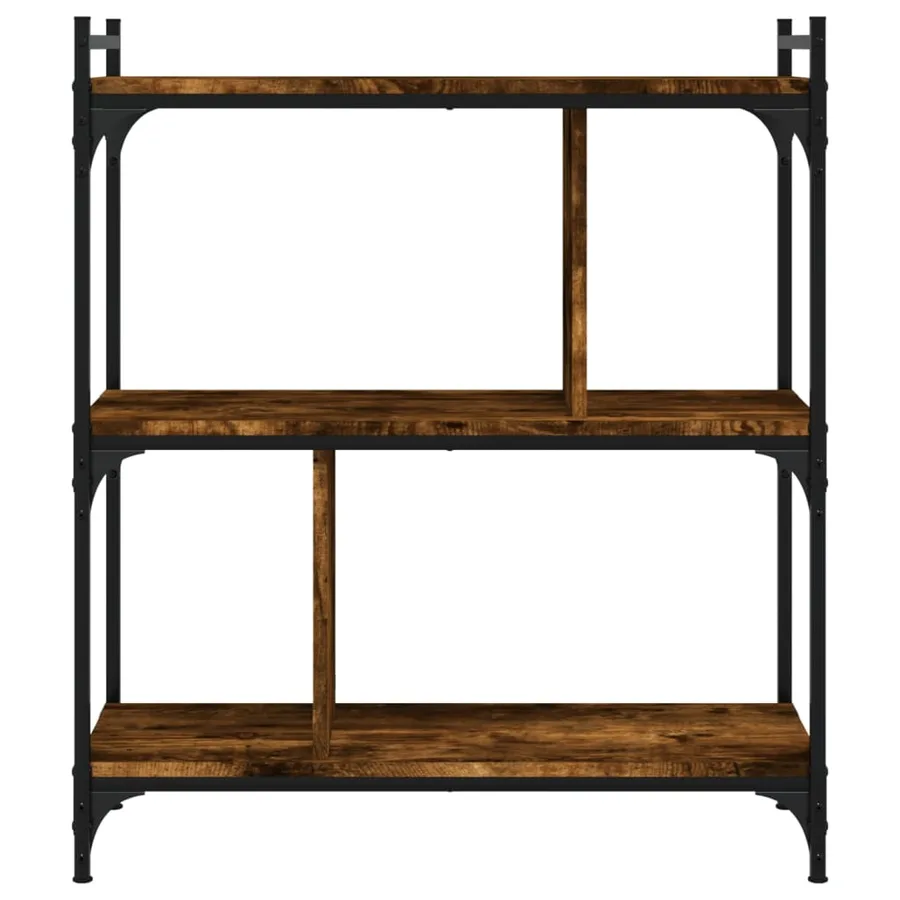 Bibliothèque 3 niveaux chêne fumé 76x32x88 cm bois d'ingénierie - 3