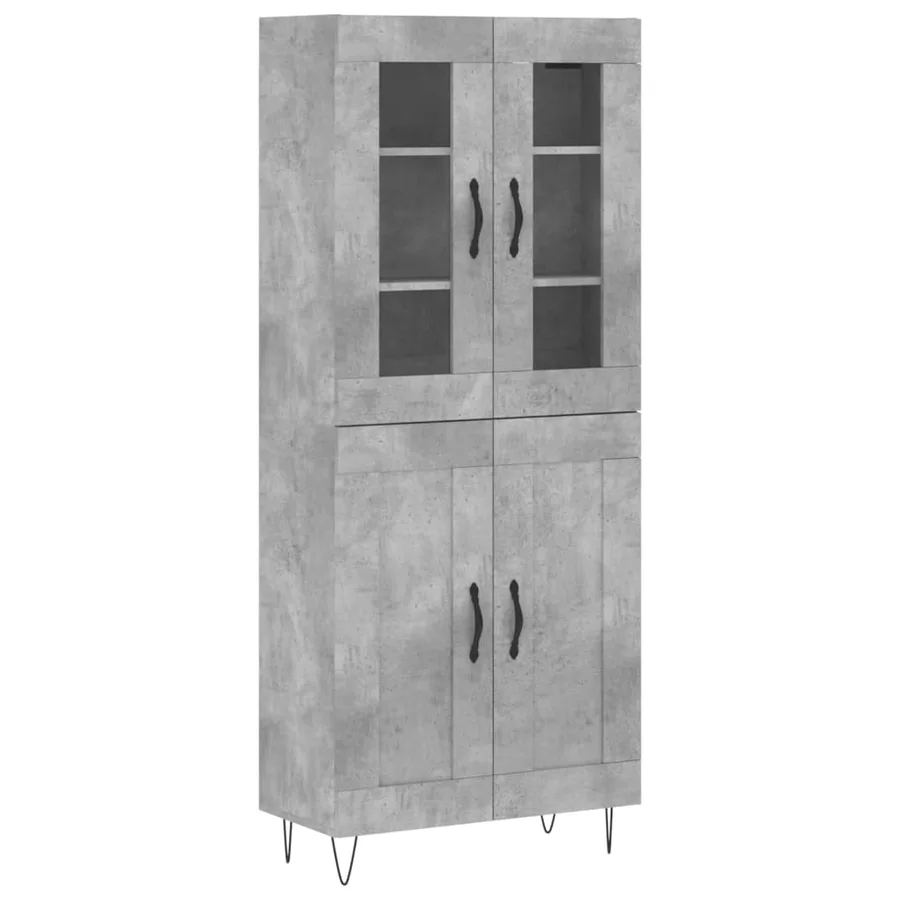 Buffet haut Gris béton 69,5x34x180 cm Bois d'ingénierie - 2
