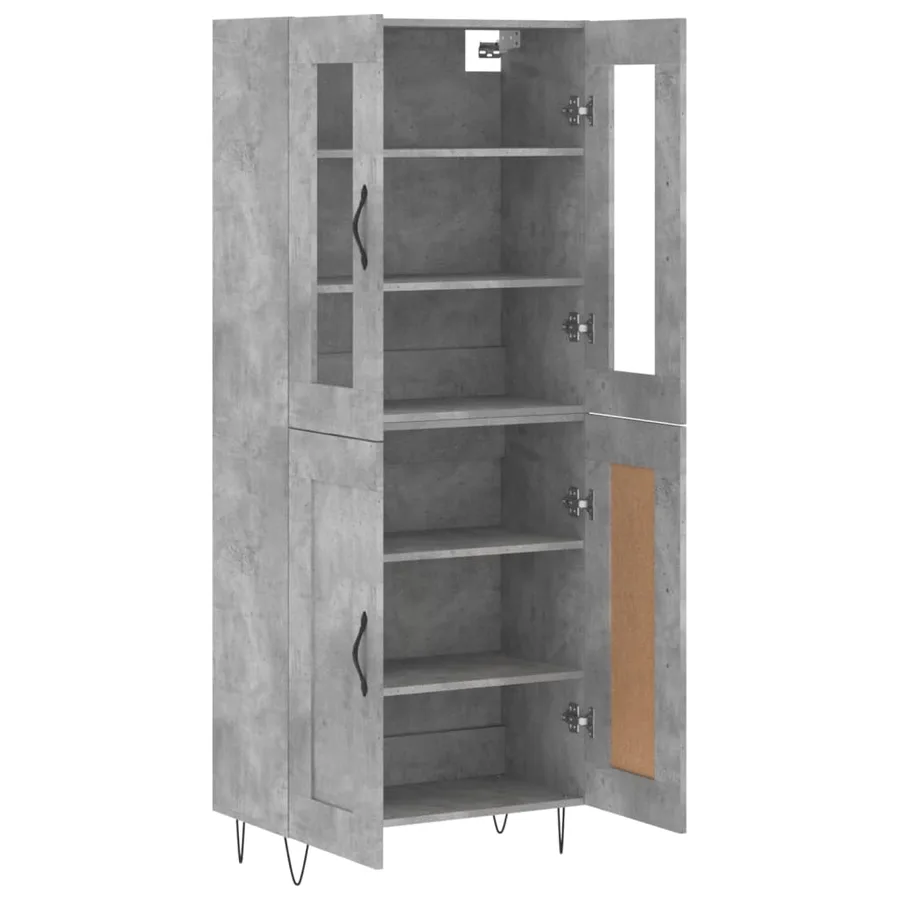 Buffet haut Gris béton 69,5x34x180 cm Bois d'ingénierie - 4
