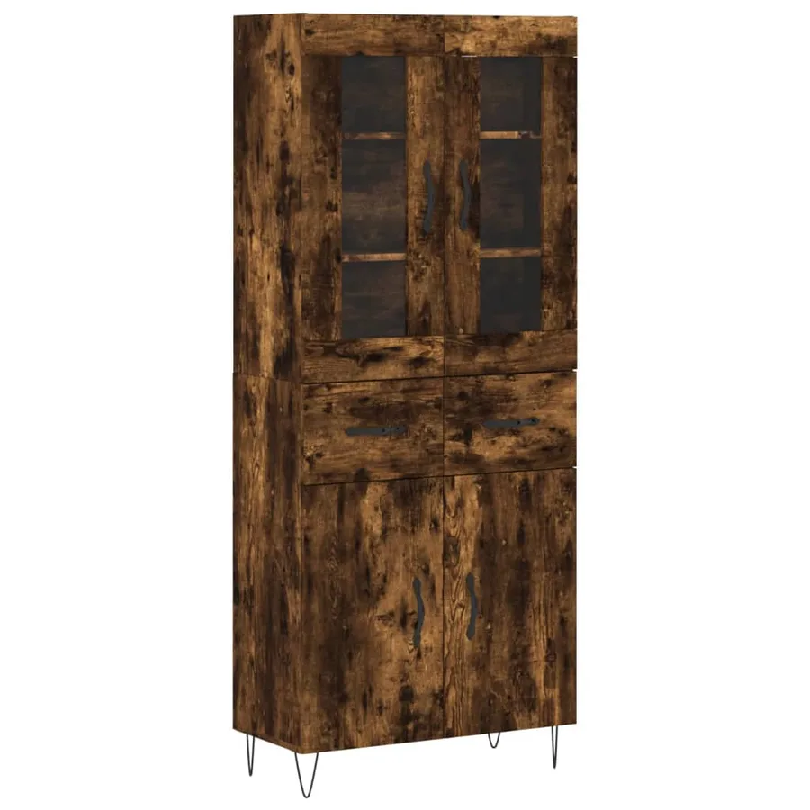 Buffet haut Chêne fumé 69,5x34x180 cm Bois d'ingénierie - 2