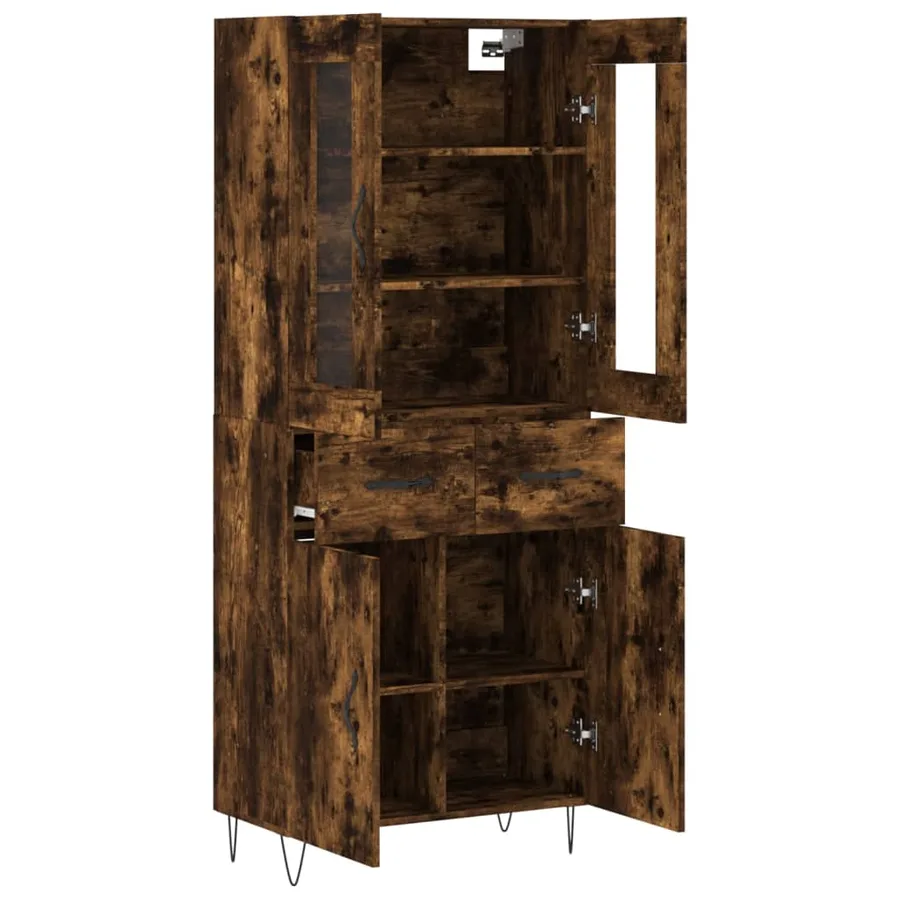 Buffet haut Chêne fumé 69,5x34x180 cm Bois d'ingénierie - 4