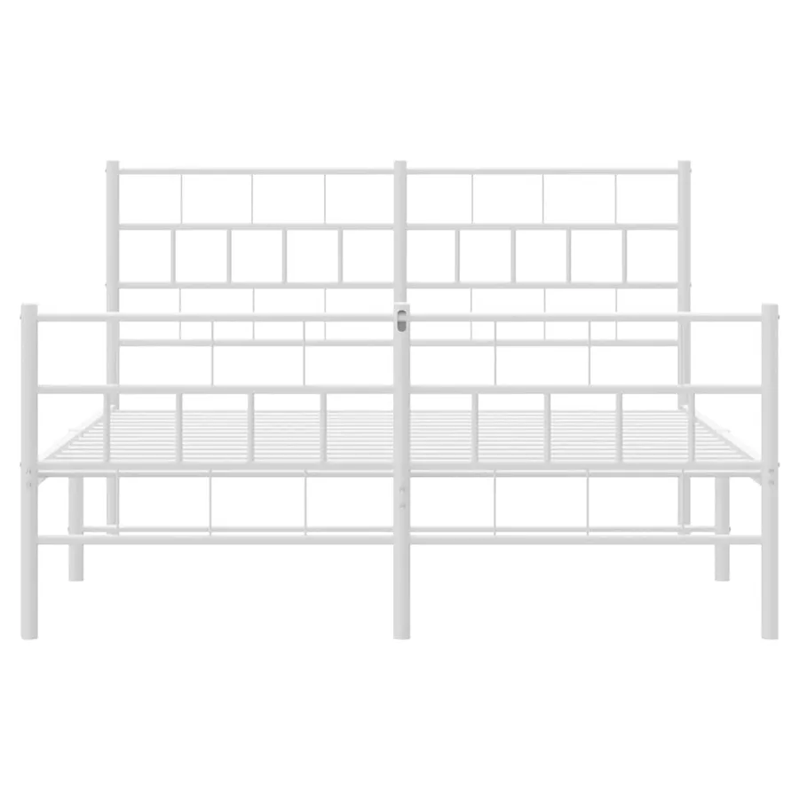 Cadre de lit métal sans matelas et pied de lit blanc 150x200 cm - 6