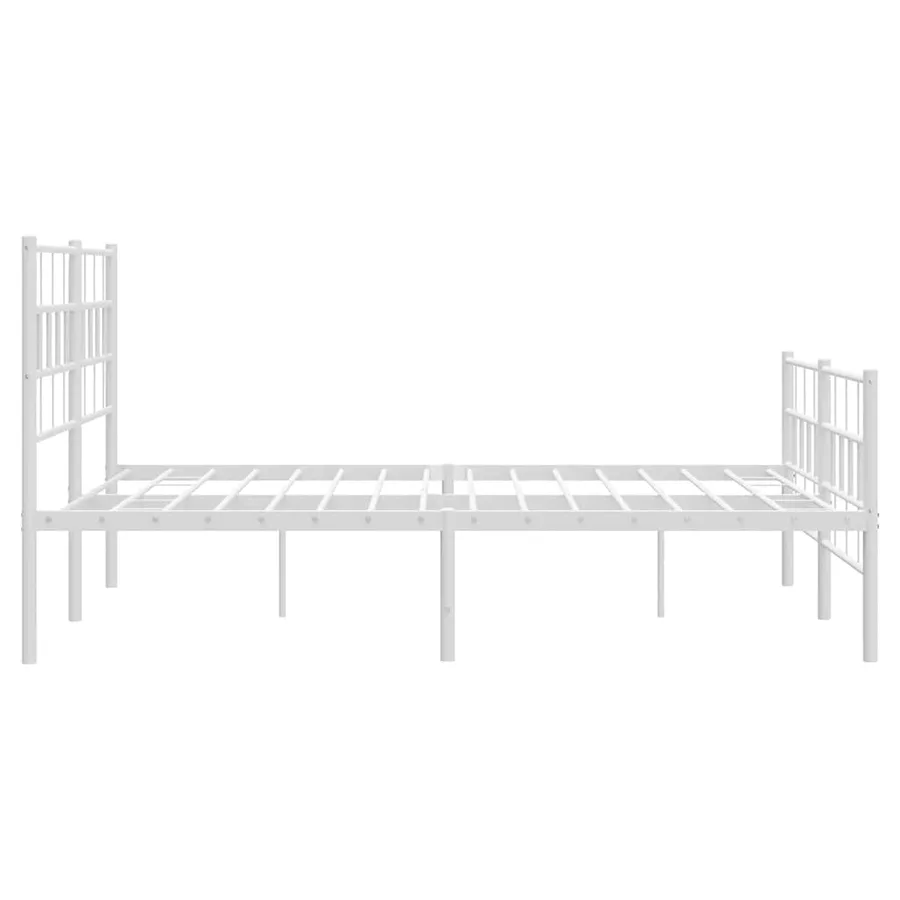 Cadre de lit métal sans matelas et pied de lit blanc 150x200 cm - 7