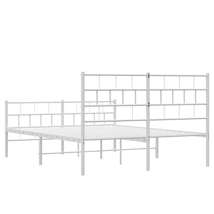 Cadre de lit métal sans matelas et pied de lit blanc 150x200 cm - 8