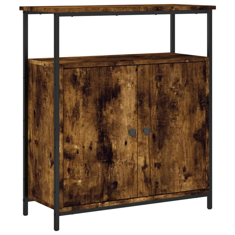 Buffet chêne fumé 70x30x80 cm bois d'ingénierie - 2