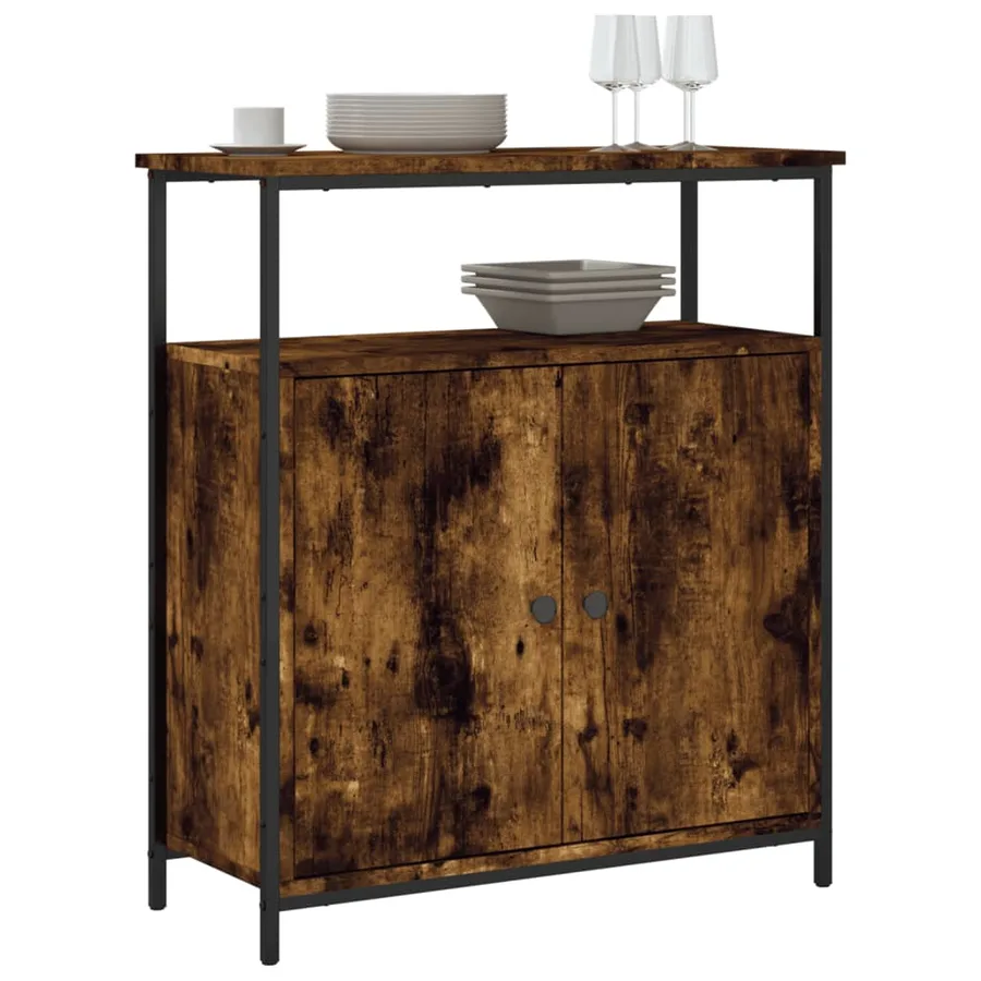 Buffet chêne fumé 70x30x80 cm bois d'ingénierie - 3
