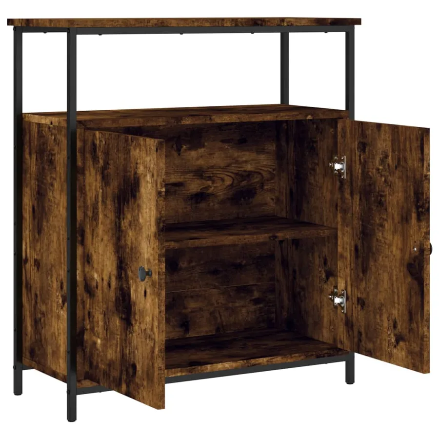 Buffet chêne fumé 70x30x80 cm bois d'ingénierie - 5
