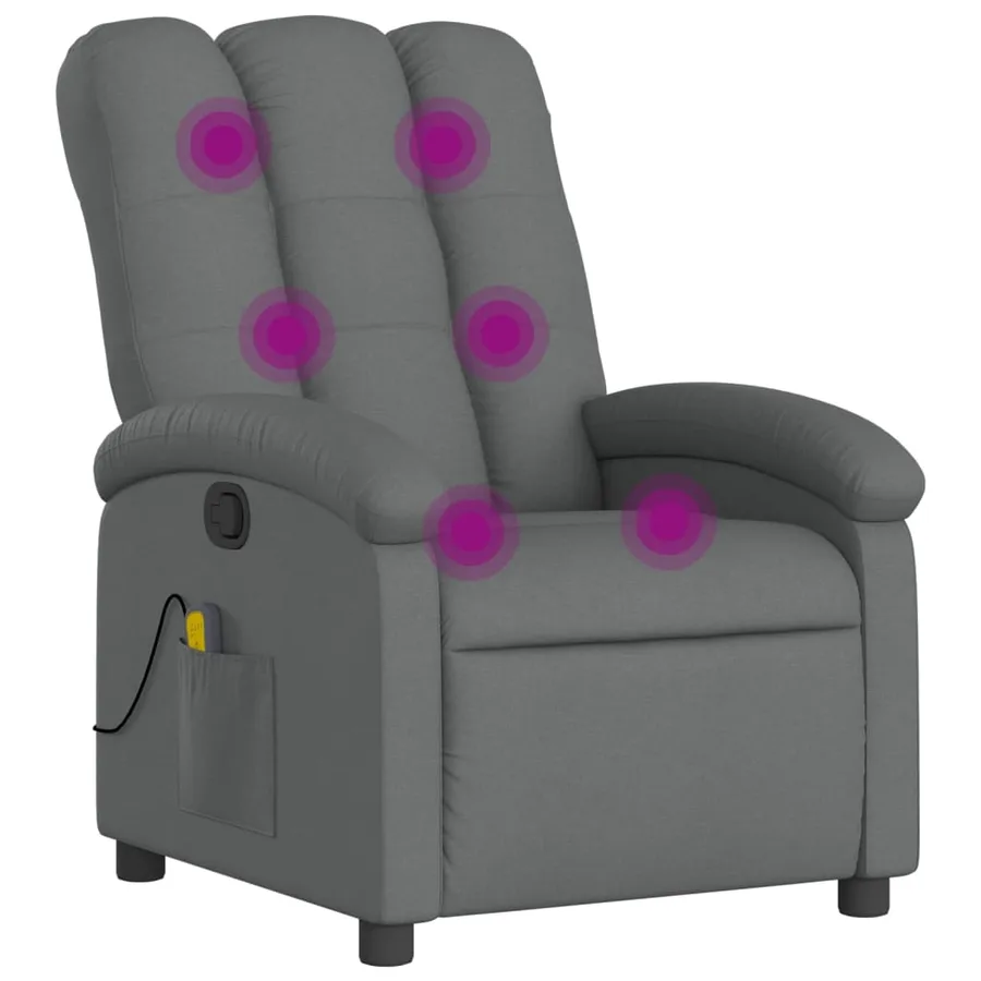 Fauteuil inclinable de massage gris foncé tissu - 2