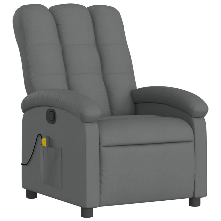 Fauteuil inclinable de massage gris foncé tissu - 3