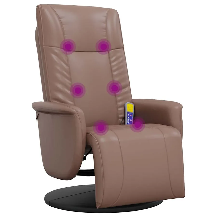 Fauteuil inclinable de massage repose-pieds marron similicuir - 2
