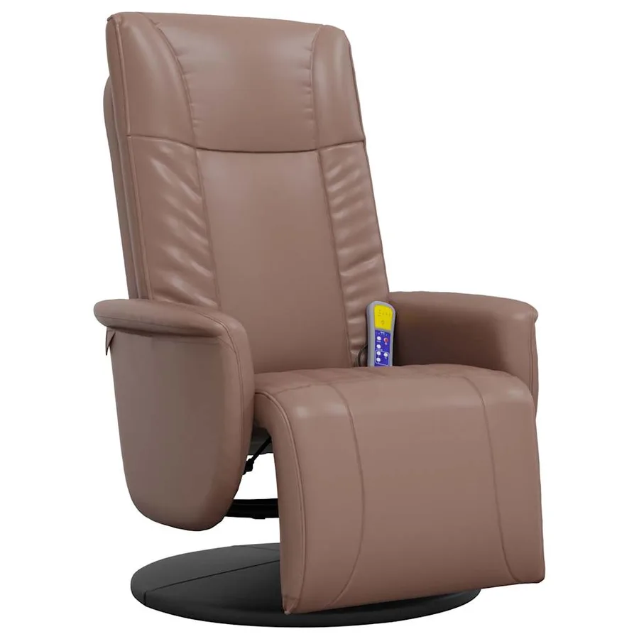 Fauteuil inclinable de massage repose-pieds marron similicuir - 3