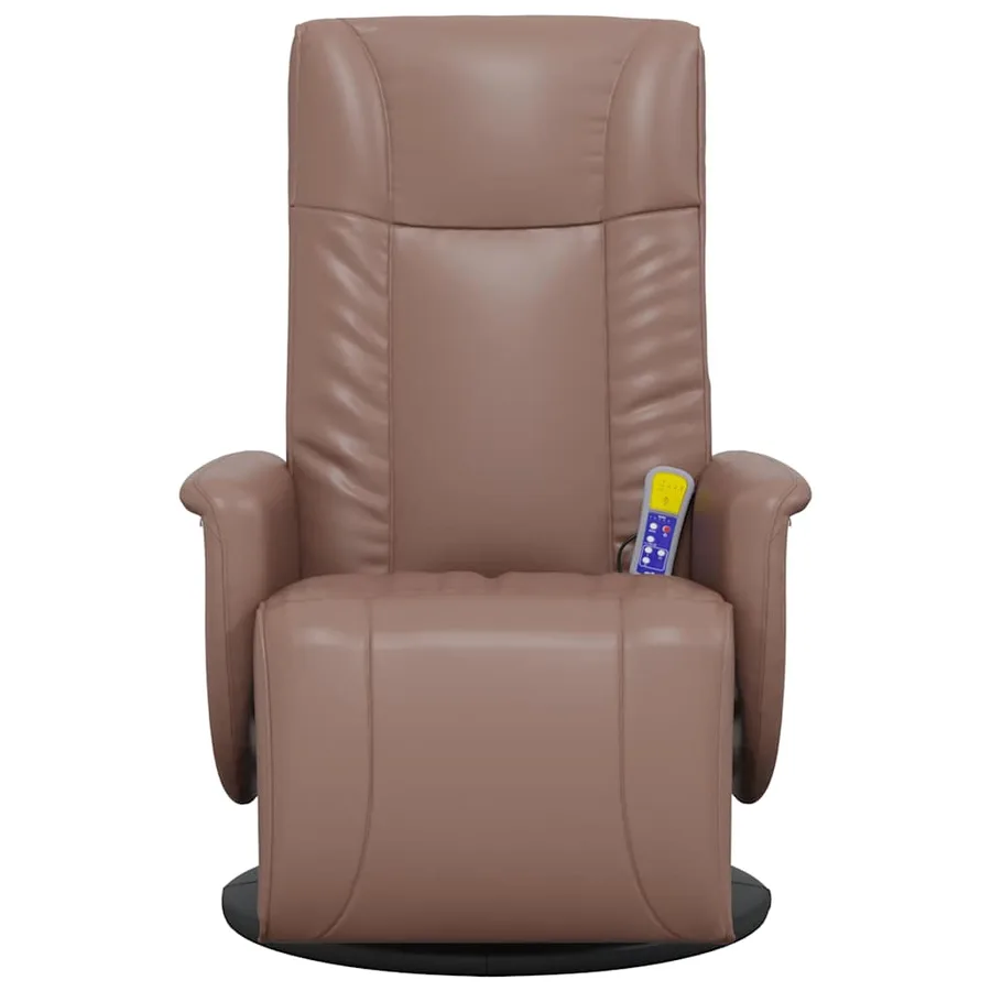 Fauteuil inclinable de massage repose-pieds marron similicuir - 4