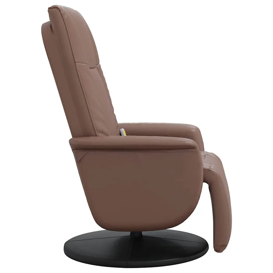 Fauteuil inclinable de massage repose-pieds marron similicuir - 5