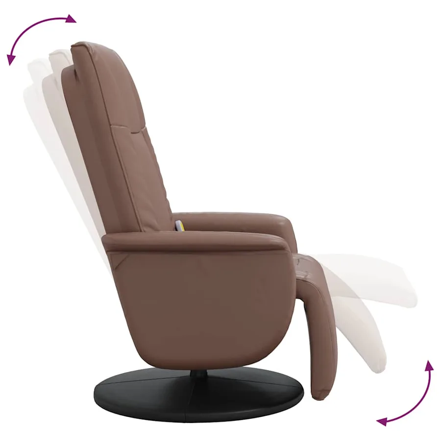 Fauteuil inclinable de massage repose-pieds marron similicuir - 7