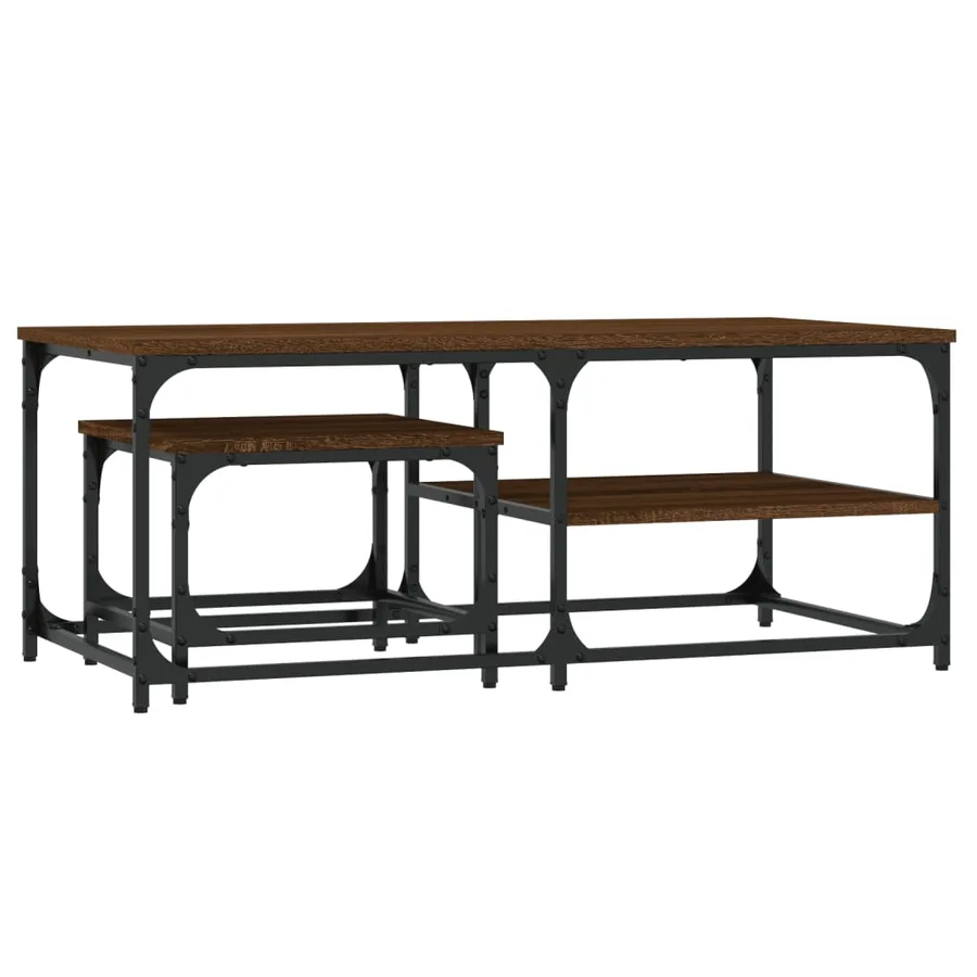Tables basses gigognes 2 pcs chêne marron bois d'ingénierie - 2