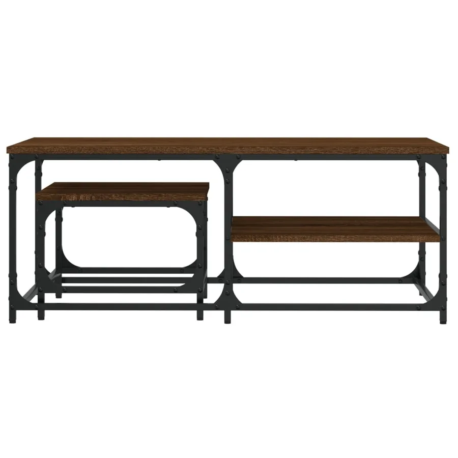 Tables basses gigognes 2 pcs chêne marron bois d'ingénierie - 4