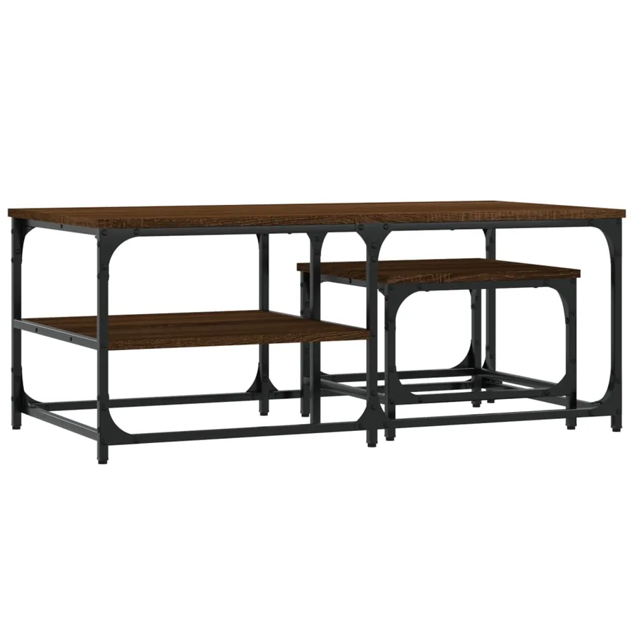 Tables basses gigognes 2 pcs chêne marron bois d'ingénierie - 6