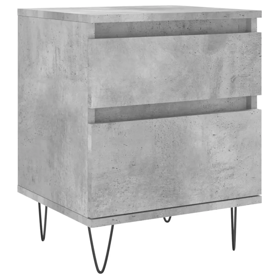 Table de chevet gris béton 40x35x50 cm bois d’ingénierie - 2