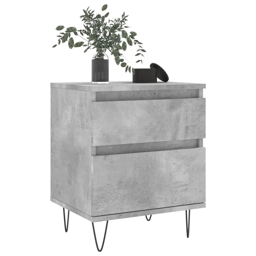 Table de chevet gris béton 40x35x50 cm bois d’ingénierie - 3