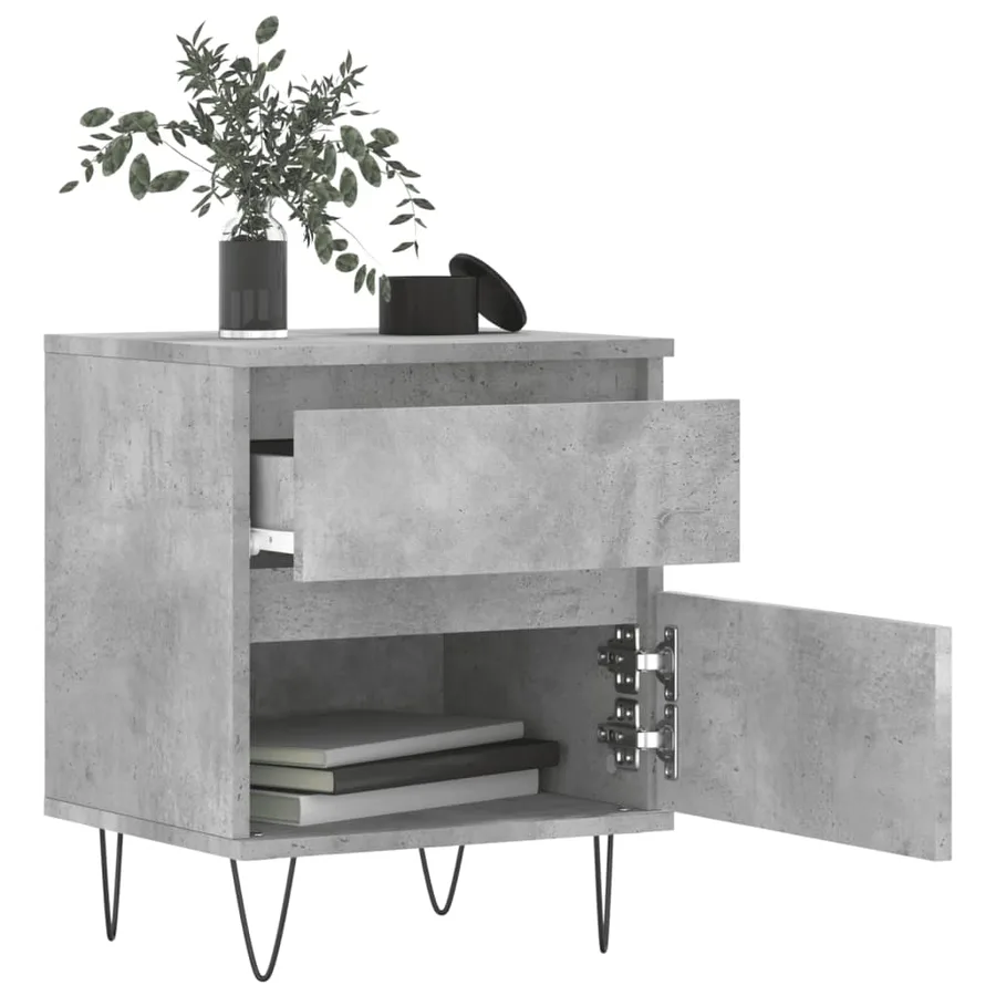 Table de chevet gris béton 40x35x50 cm bois d’ingénierie - 4