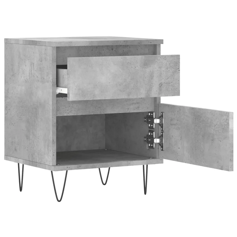 Table de chevet gris béton 40x35x50 cm bois d’ingénierie - 6