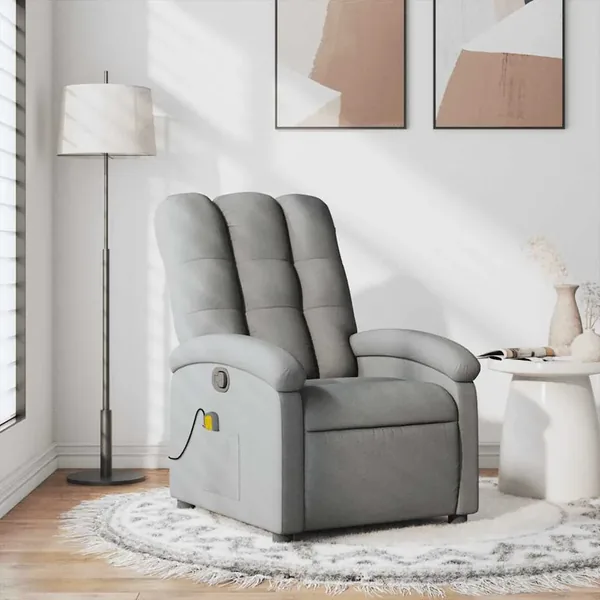 Fauteuil de massage inclinable Gris clair Tissu