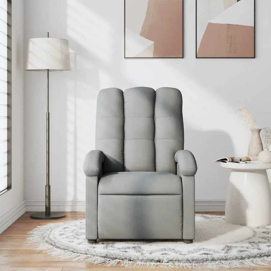 Fauteuil de massage inclinable Gris clair Tissu - 3