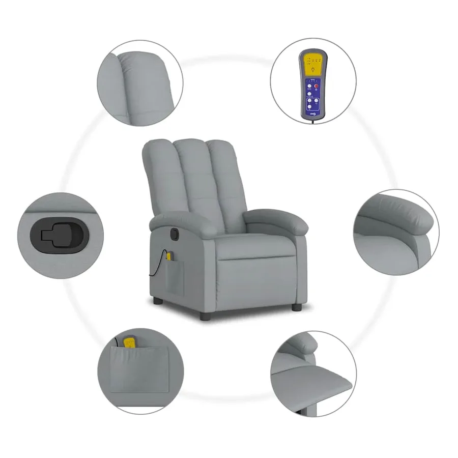 Fauteuil de massage inclinable Gris clair Tissu - 9