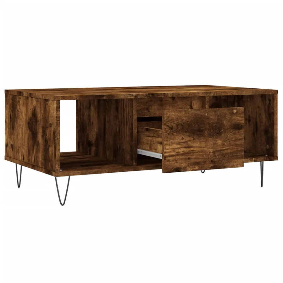 Table basse Chêne fumé 90x50x36,5 cm Bois d'ingénierie - 6