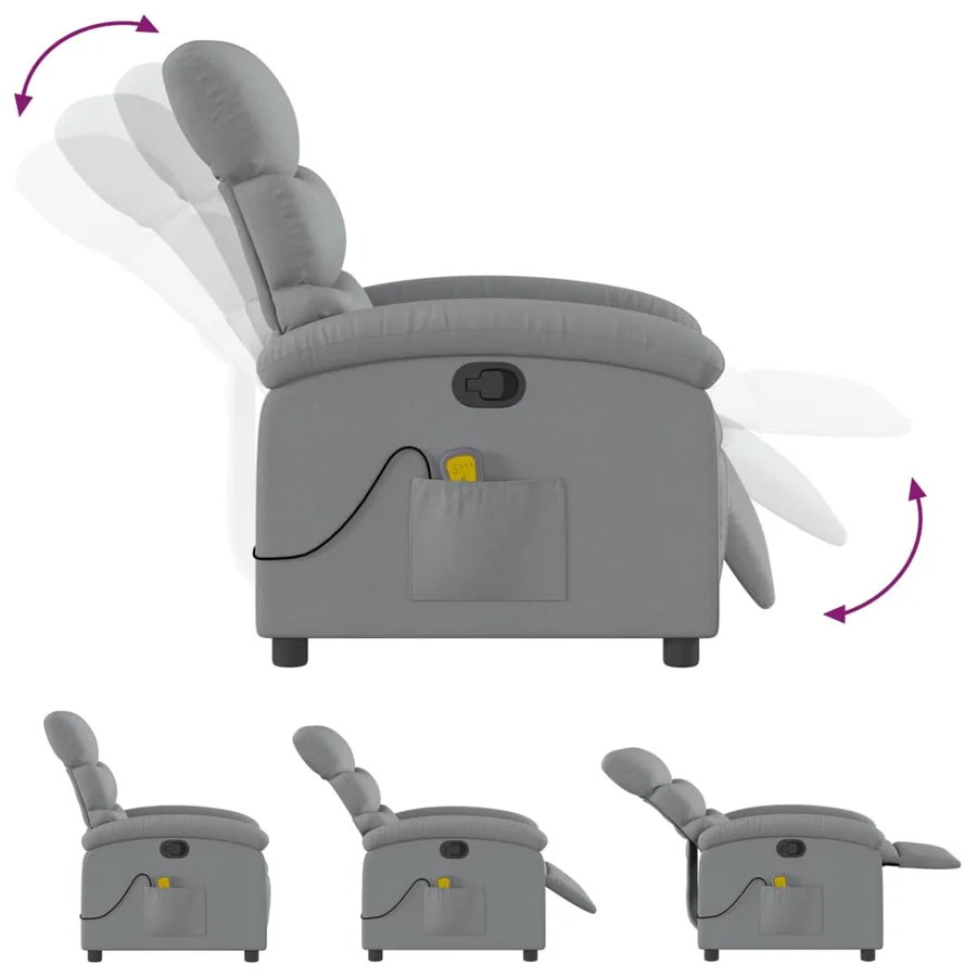 Fauteuil de massage inclinable gris clair tissu - 7