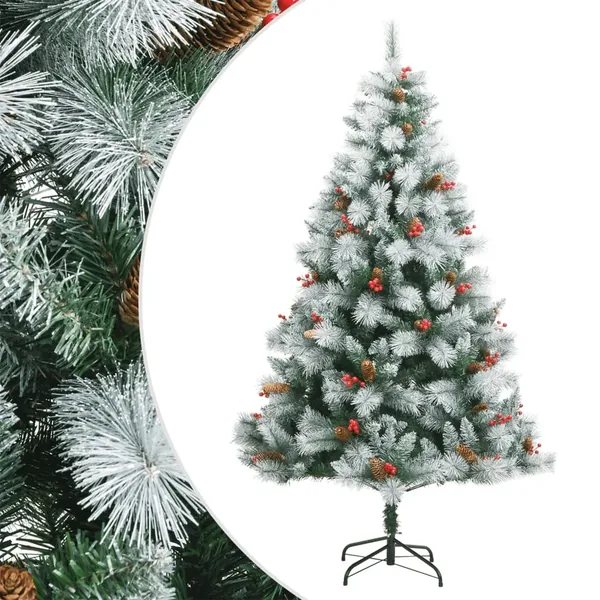 Sapin de Noël artificiel avec pommes de pin et baies 210 cm