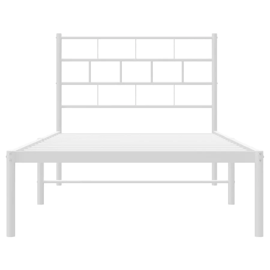 Cadre de lit métal sans matelas et tête de lit blanc 100x190 cm - 6