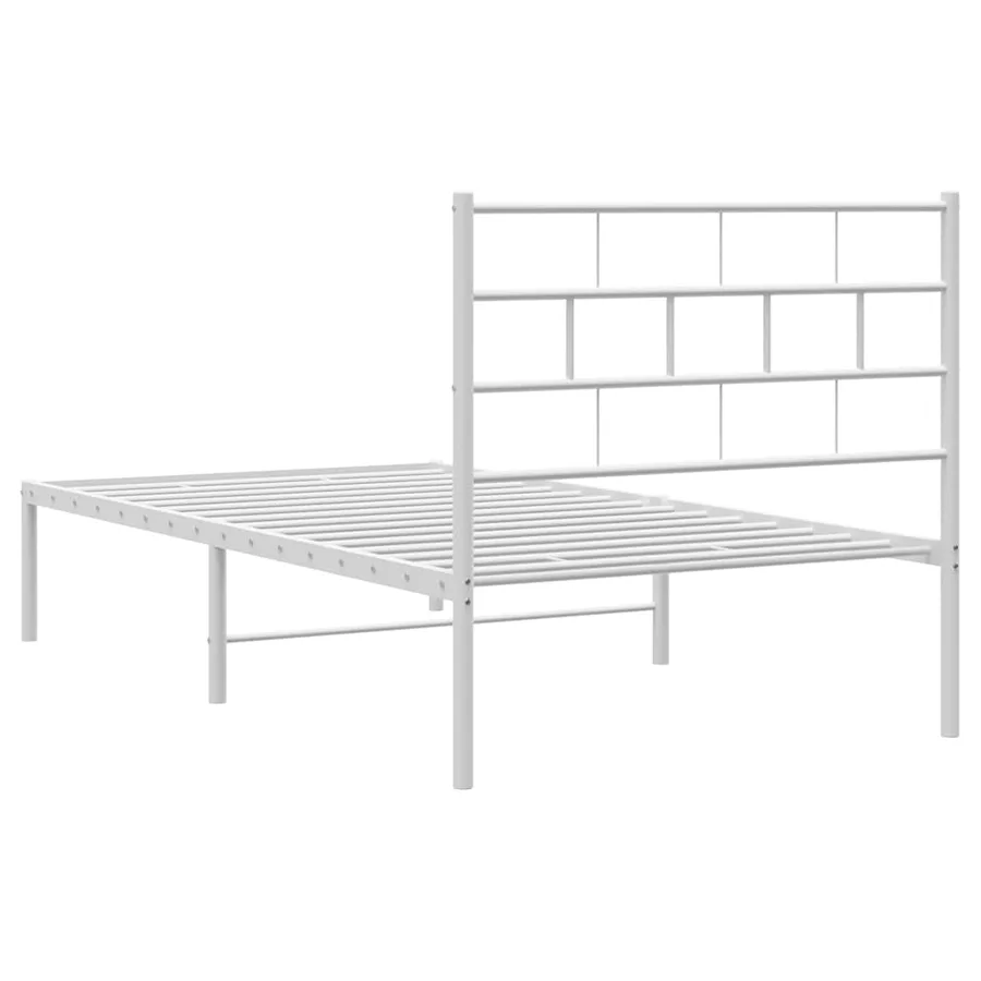 Cadre de lit métal sans matelas et tête de lit blanc 100x190 cm - 8
