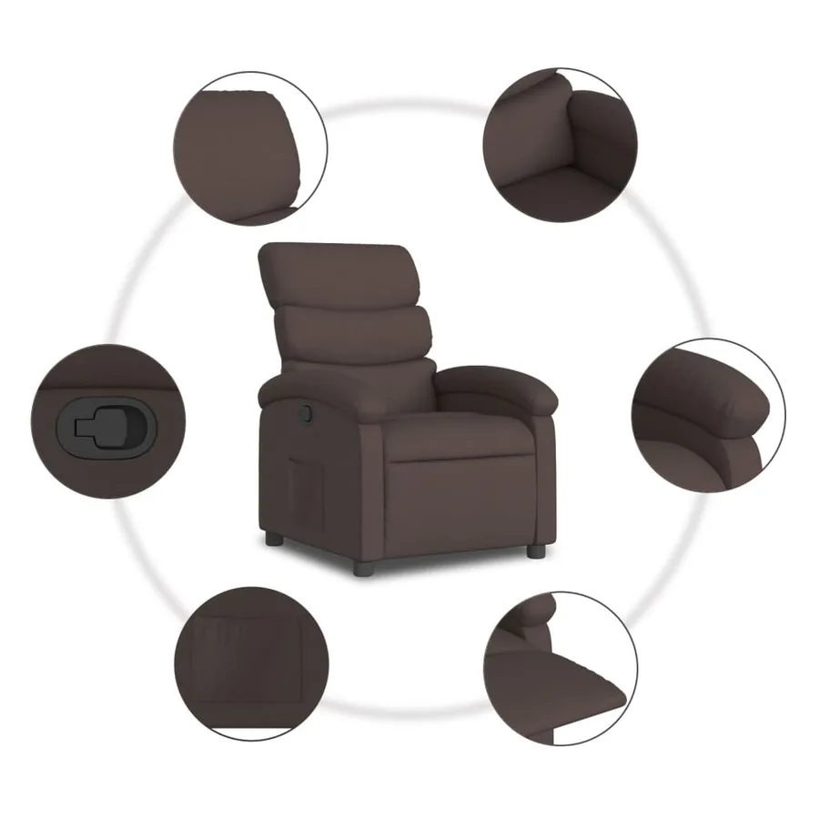 Fauteuil inclinable Marron foncé Tissu - 7