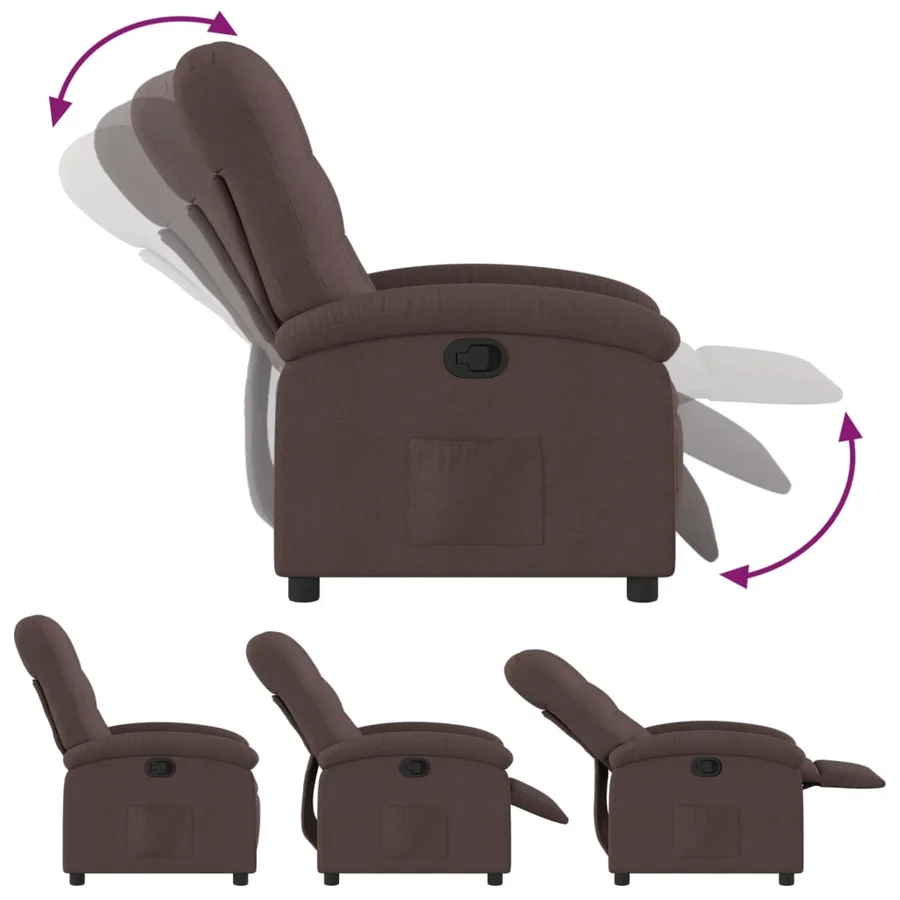 Fauteuil inclinable Marron foncé Tissu - 6