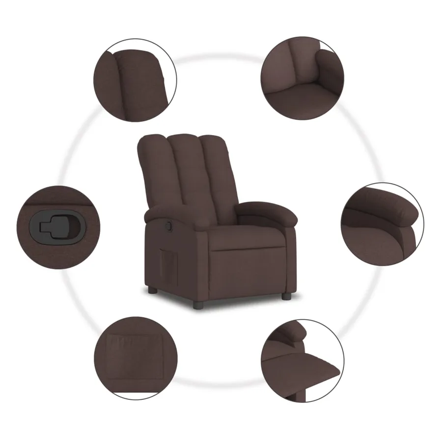 Fauteuil inclinable Marron foncé Tissu - 7