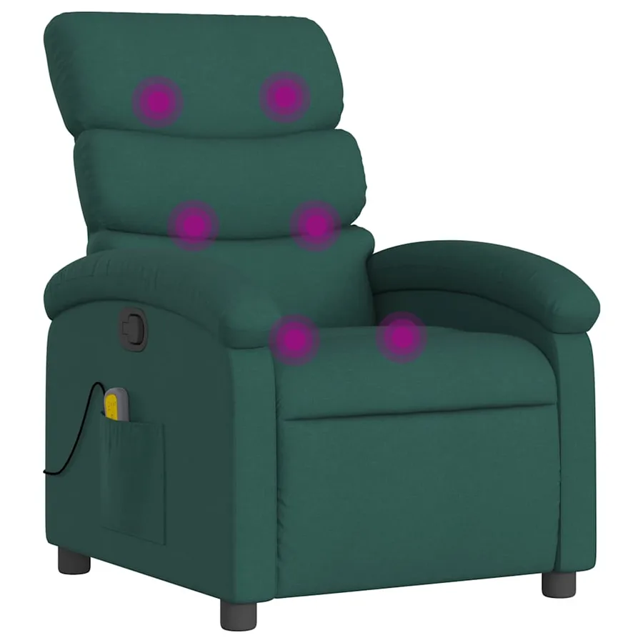 Fauteuil de massage inclinable Vert foncé Tissu - 2