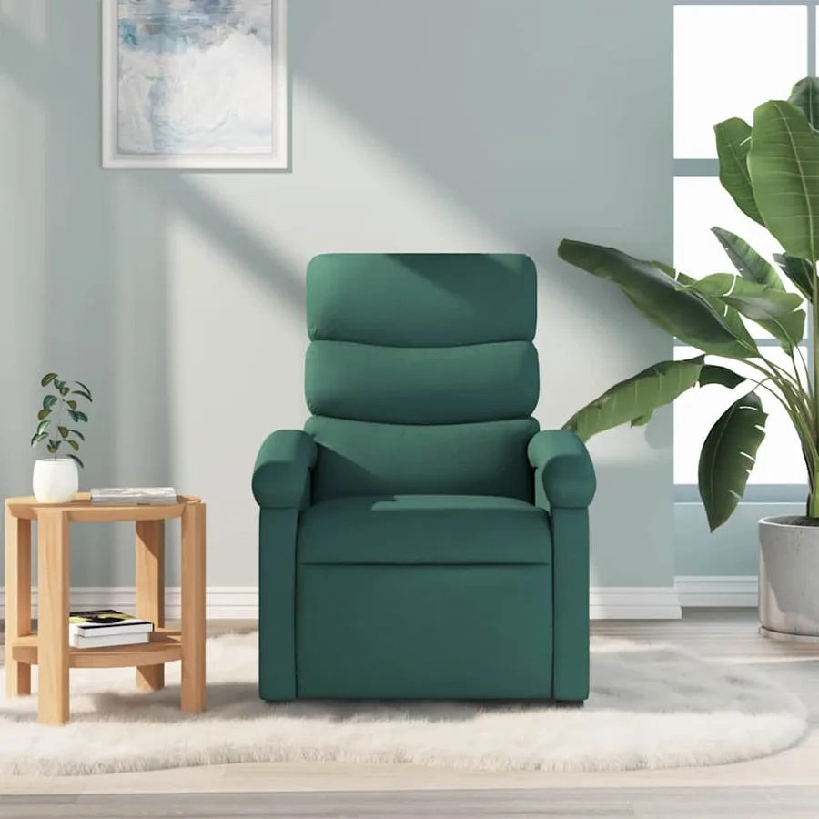 Fauteuil de massage inclinable Vert foncé Tissu - 3