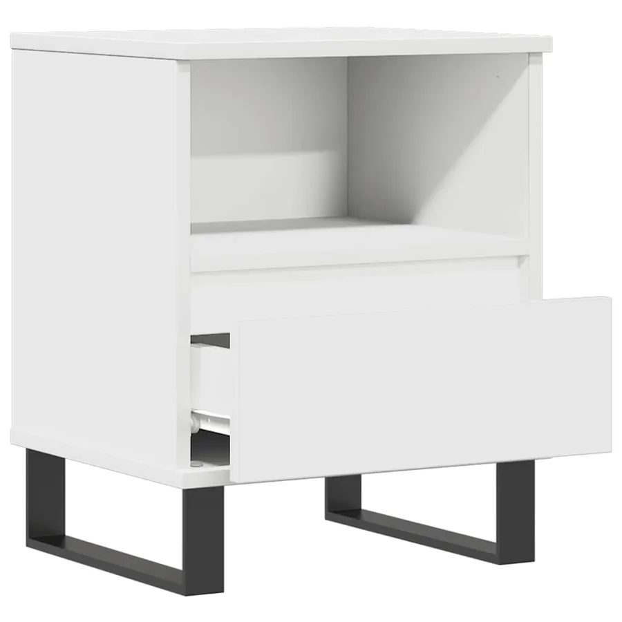 Table de chevet Blanc 40x35x50 cm Bois d’ingénierie - 4