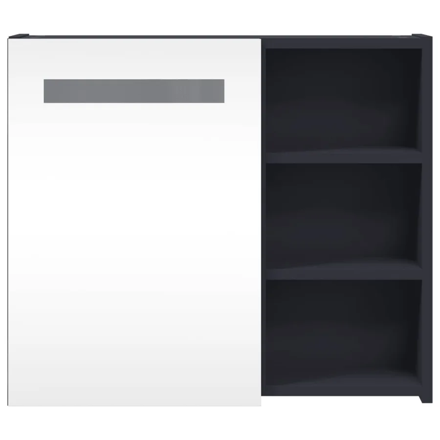 Armoire de salle de bain à miroir avec LED gris 60x13x52 cm - 6