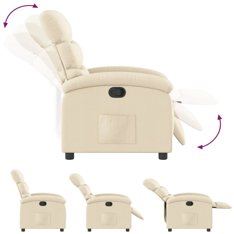 Fauteuil inclinable crème tissu - 6