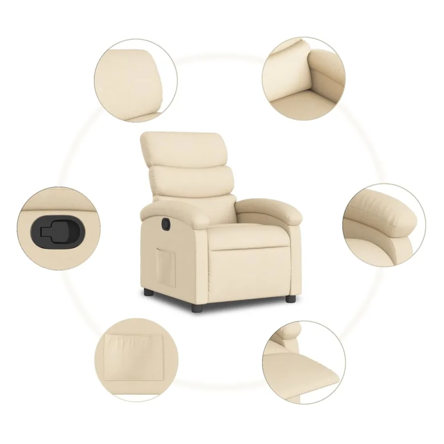 Fauteuil inclinable crème tissu - 7