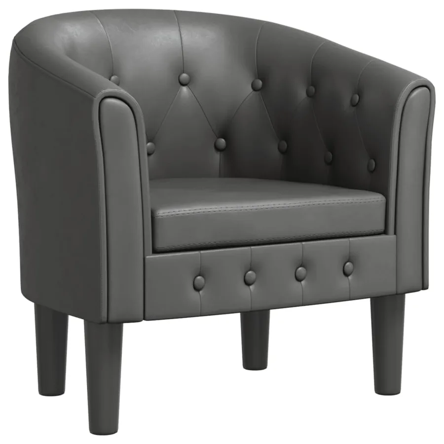 Chaise cabriolet gris similicuir - 2