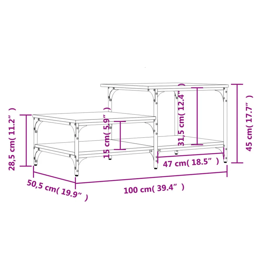 Table basse noir 100x50,5x45 cm bois d'ingénierie - 9