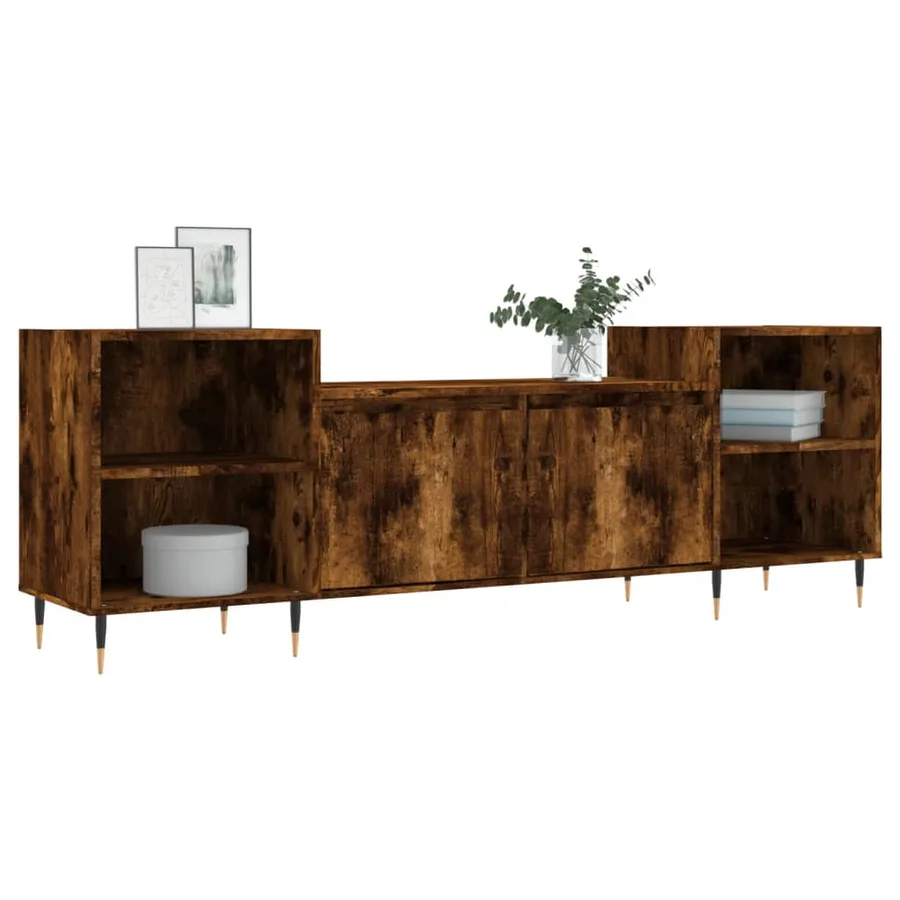 Meuble TV Chêne fumé 160x35x55 cm Bois d'ingénierie - 3