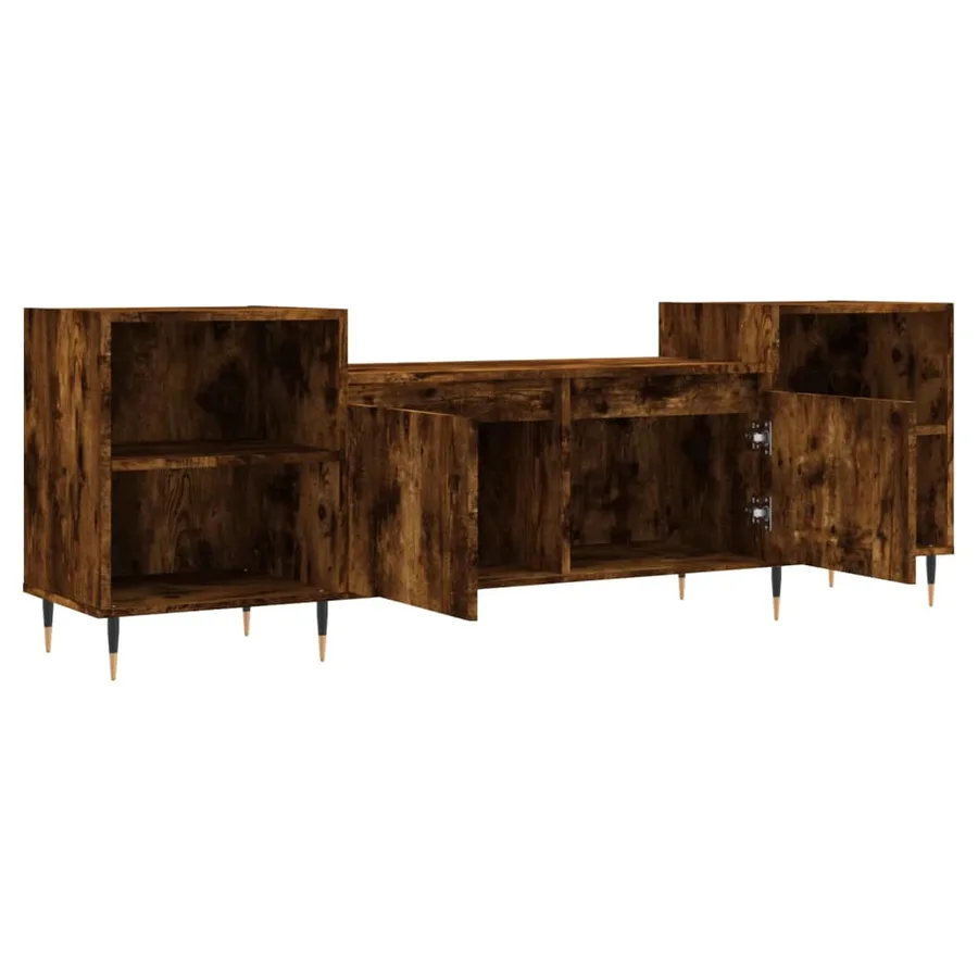 Meuble TV Chêne fumé 160x35x55 cm Bois d'ingénierie - 6