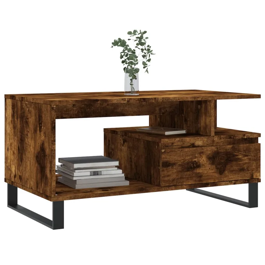 Table basse Chêne fumé 90x49x45 cm Bois d'ingénierie - 3